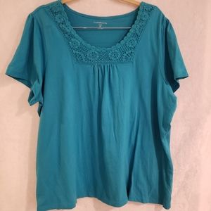 Croft & Barrow  teal Short sleeve blouse 2X
